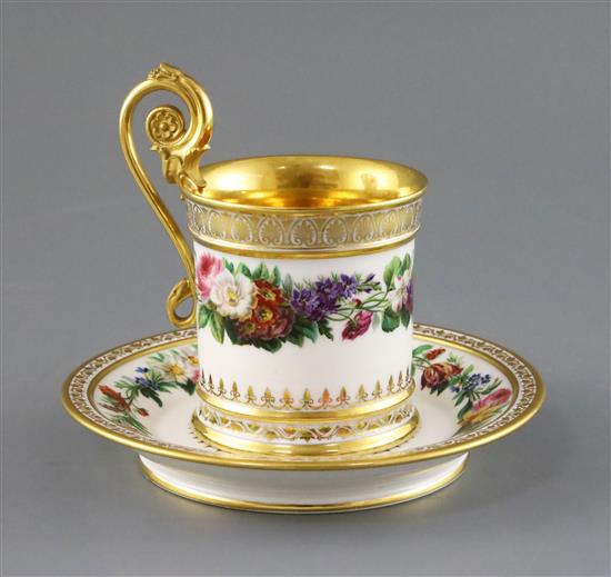 A Sevres cabinet cup and saucer, c.1822,